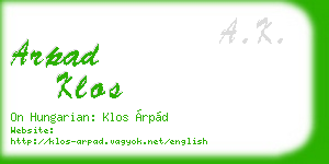 arpad klos business card