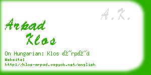 arpad klos business card